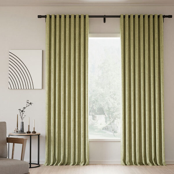 Grommet Lille Linen Memory Trained Blackout Curtains Natural Modern Pale Blue Aqua Custom Drapes - Image 37