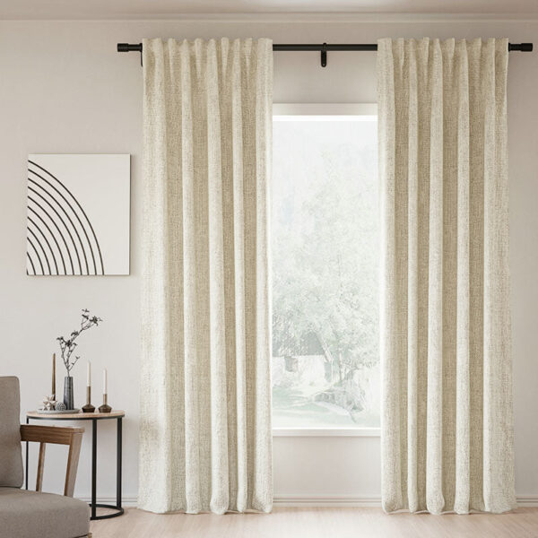 Back Tab Lille Linen Memory Trained Blackout Curtains Natural Modern Custom Drapes - Image 10