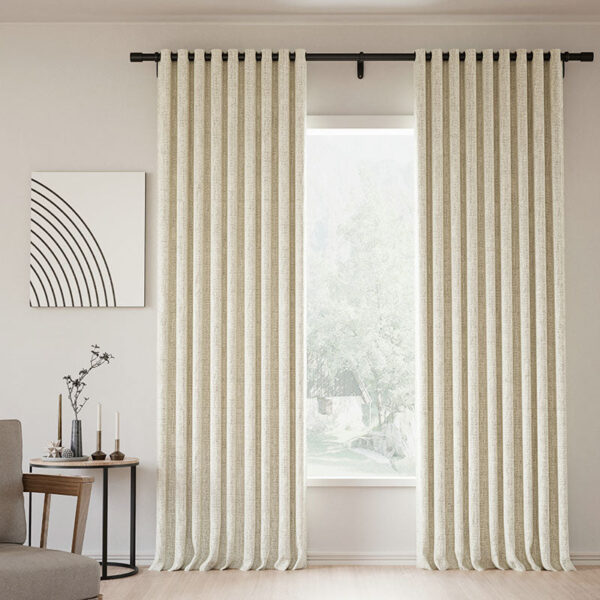 Grommet Lille Linen Memory Trained Blackout Curtains Natural Modern Pale Blue Aqua Custom Drapes - Image 12