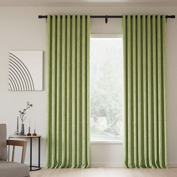 Grommet Lille Linen Memory Trained Blackout Curtains Natural Modern Pale Blue Aqua Custom Drapes - Image 38