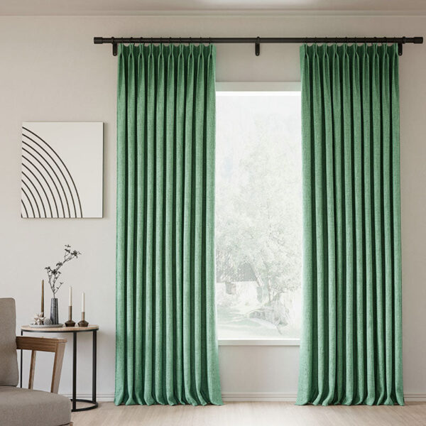 Pinch Pleated Lille Linen Memory Trained Blackout Curtains Natural Modern Custom Drapes - Image 47