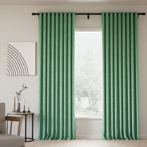 Grommet Lille Linen Memory Trained Blackout Curtains Natural Modern Pale Blue Aqua Custom Drapes - Image 39
