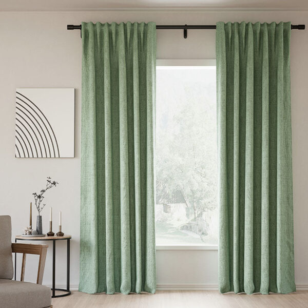 Back Tab Lille Linen Memory Trained Blackout Curtains Natural Modern Custom Drapes - Image 39