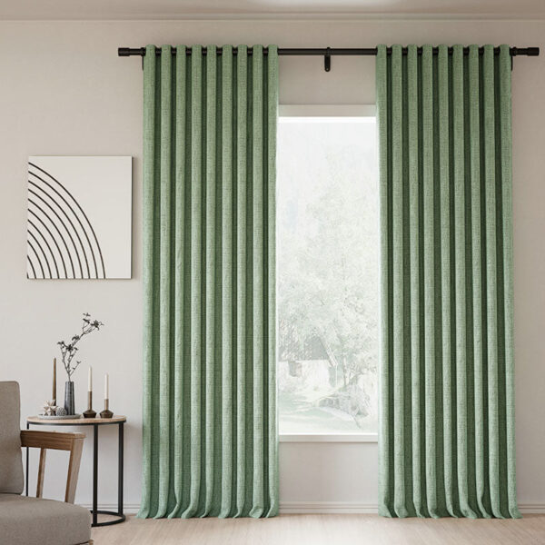 Grommet Lille Linen Memory Trained Blackout Curtains Natural Modern Pale Blue Aqua Custom Drapes - Image 40
