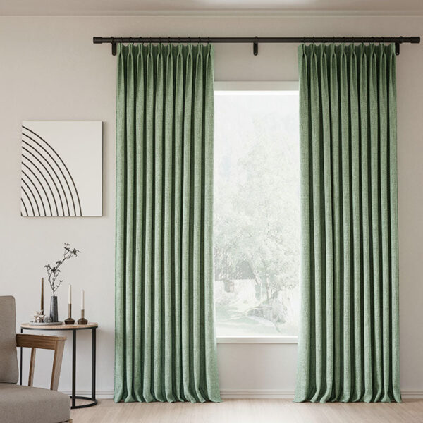 Pinch Pleated Lille Linen Memory Trained Blackout Curtains Natural Modern Custom Drapes - Image 48