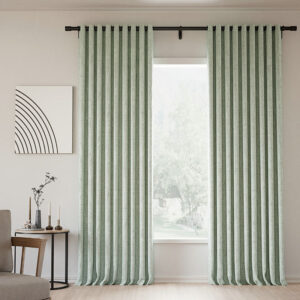 Grommet Lille Linen Memory Trained Blackout Curtains Natural Modern Pale Blue Aqua Custom Drapes