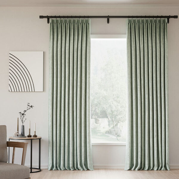 Pinch Pleated Lille Linen Memory Trained Blackout Curtains Natural Modern Custom Drapes - Image 34