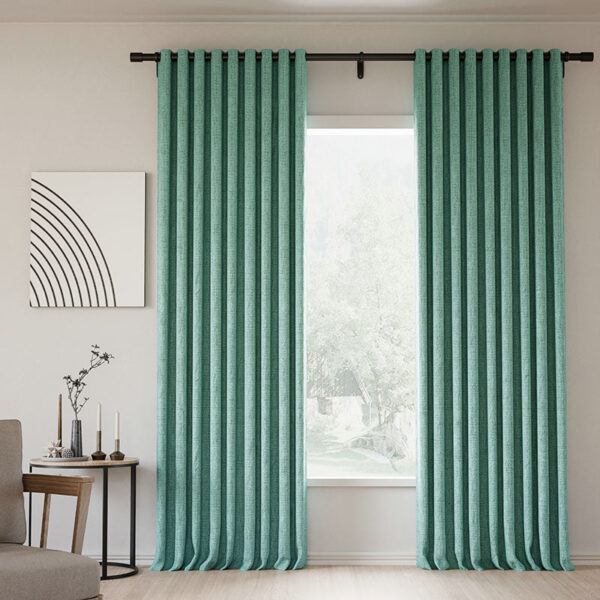 Grommet Lille Linen Memory Trained Blackout Curtains Natural Modern Pale Blue Aqua Custom Drapes - Image 41