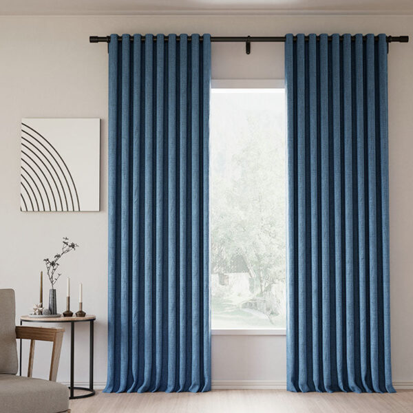 Grommet Lille Linen Memory Trained Blackout Curtains Natural Modern Pale Blue Aqua Custom Drapes - Image 43