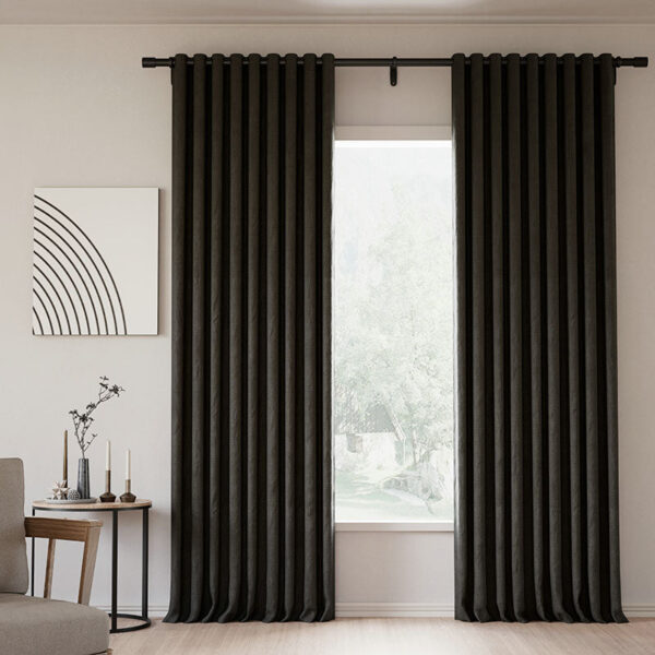 Grommet Lille Linen Memory Trained Blackout Curtains Natural Modern Pale Blue Aqua Custom Drapes - Image 44