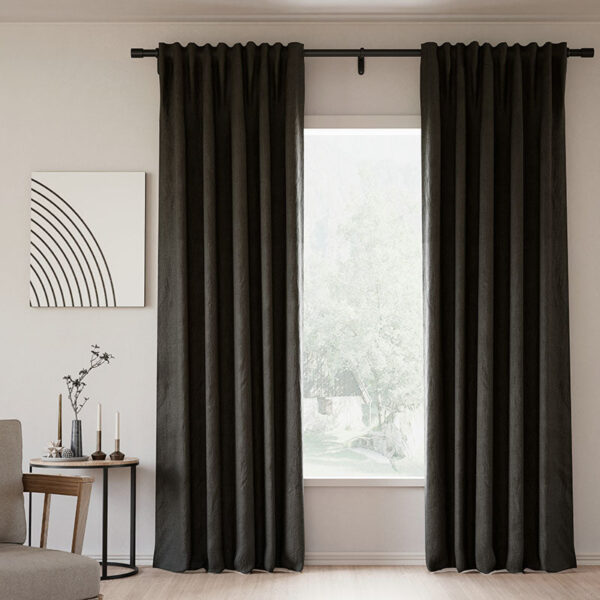 Back Tab Lille Linen Memory Trained Blackout Curtains Natural Modern Custom Drapes - Image 44