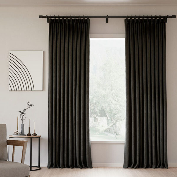 Pinch Pleated Lille Linen Memory Trained Blackout Curtains Natural Modern Custom Drapes - Image 52