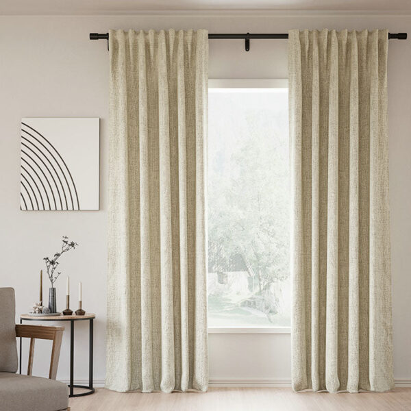 Back Tab Lille Linen Memory Trained Blackout Curtains Natural Modern Custom Drapes - Image 11