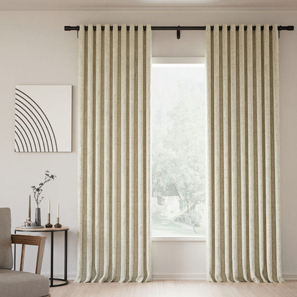 Grommet Lille Linen Memory Trained Blackout Curtains Natural Modern Pale Blue Aqua Custom Drapes - Image 13