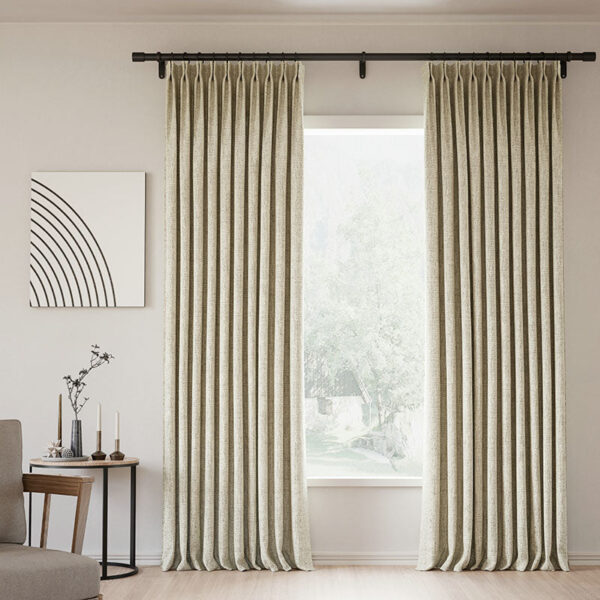 Pinch Pleated Lille Linen Memory Trained Blackout Curtains Natural Modern Custom Drapes - Image 19