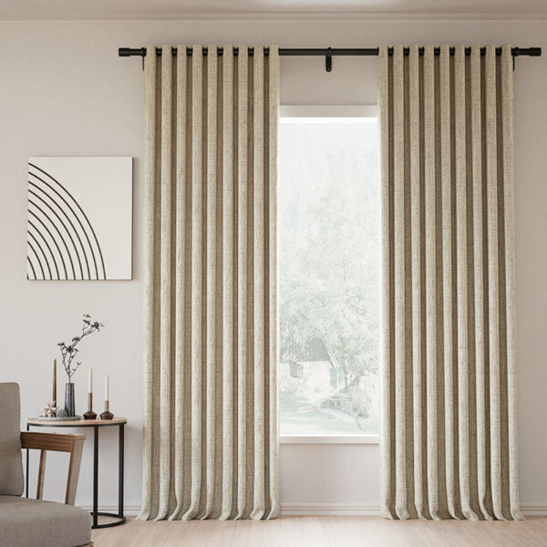 Grommet Lille Linen Memory Trained Blackout Curtains Natural Modern Pale Blue Aqua Custom Drapes - Image 14