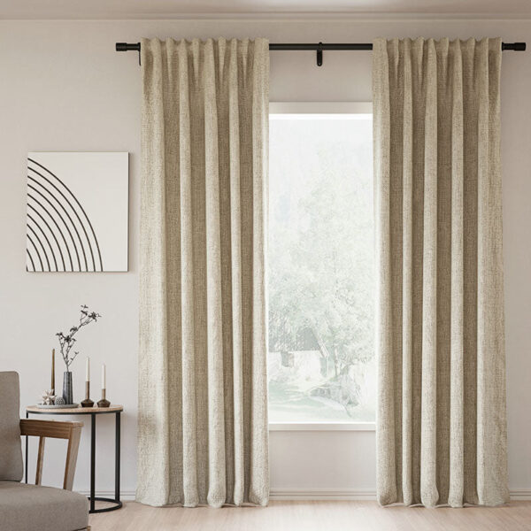 Back Tab Lille Linen Memory Trained Blackout Curtains Natural Modern Custom Drapes - Image 12