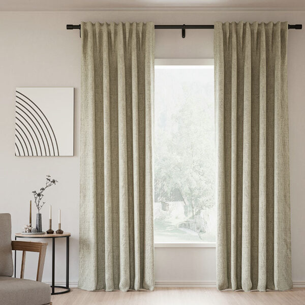 Back Tab Lille Linen Memory Trained Blackout Curtains Natural Modern Custom Drapes - Image 13