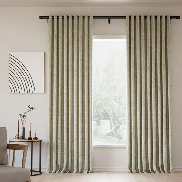 Grommet Lille Linen Memory Trained Blackout Curtains Natural Modern Pale Blue Aqua Custom Drapes - Image 15