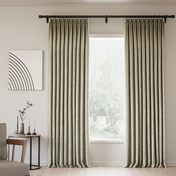 Pinch Pleated Lille Linen Memory Trained Blackout Curtains Natural Modern Custom Drapes - Image 21