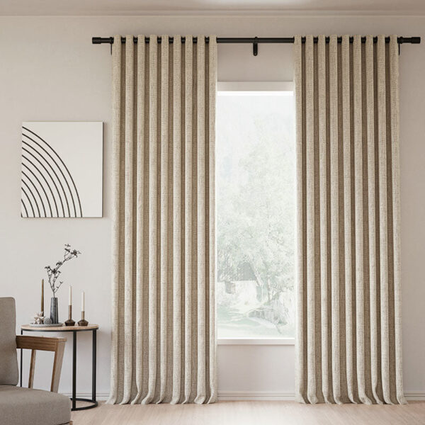 Grommet Lille Linen Memory Trained Blackout Curtains Natural Modern Pale Blue Aqua Custom Drapes - Image 8