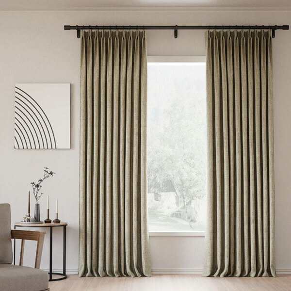 Pinch Pleated Lille Linen Memory Trained Blackout Curtains Natural Modern Custom Drapes - Image 23