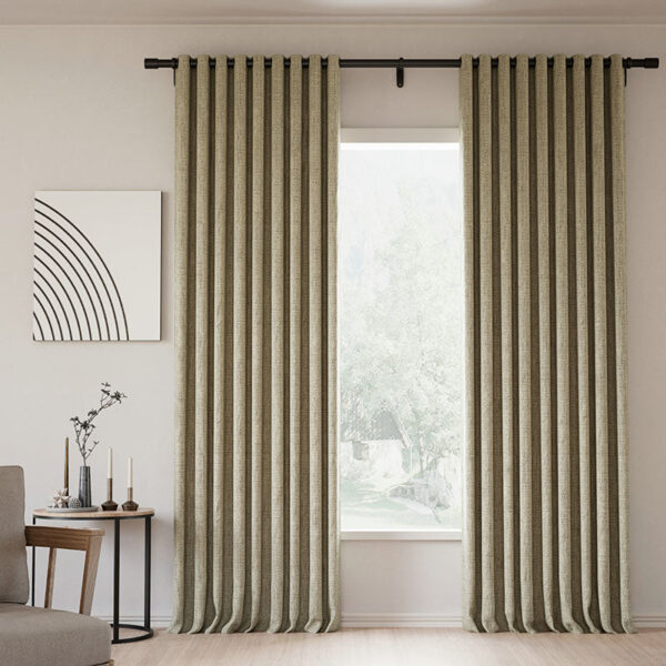 Grommet Lille Linen Memory Trained Blackout Curtains Natural Modern Pale Blue Aqua Custom Drapes - Image 16