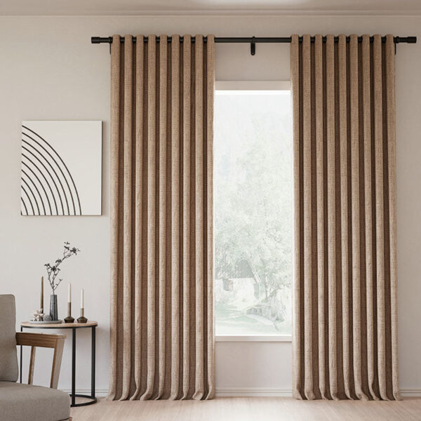 Grommet Lille Linen Memory Trained Blackout Curtains Natural Modern Pale Blue Aqua Custom Drapes - Image 17