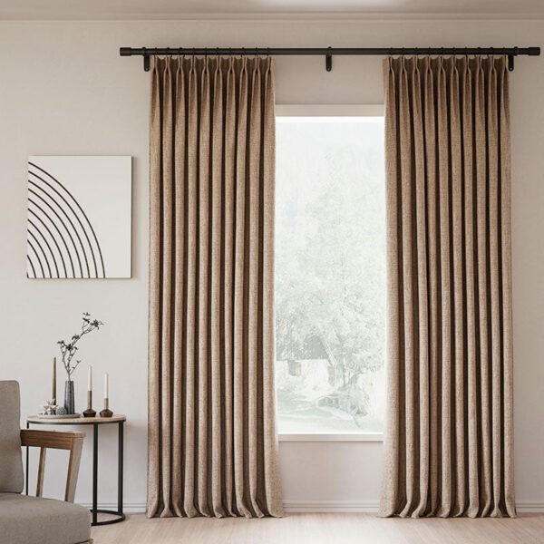 Pinch Pleated Lille Linen Memory Trained Blackout Curtains Natural Modern Custom Drapes - Image 24