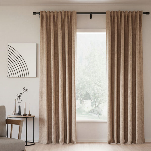 Back Tab Lille Linen Memory Trained Blackout Curtains Natural Modern Custom Drapes - Image 16