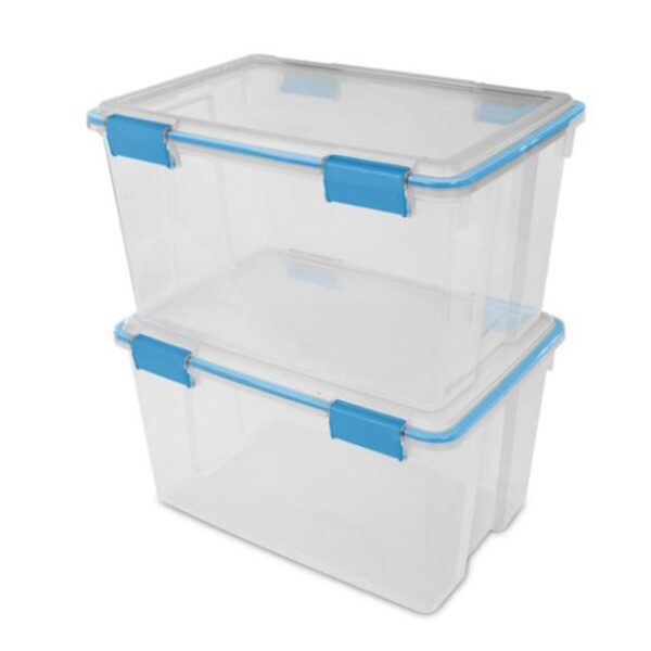 54-Qt Clear Plastic Stackable Storage Bin w/ Gasket Latch Lid, 12 Pack - Image 2