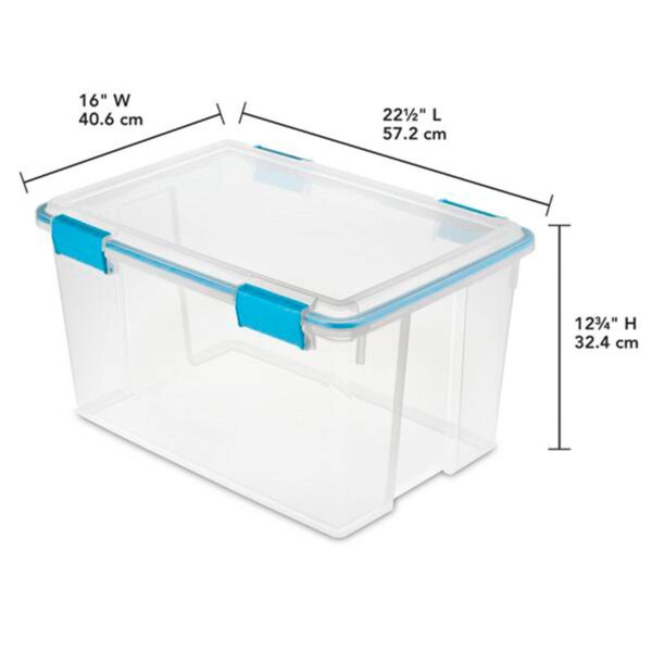 54-Qt Clear Plastic Stackable Storage Bin w/ Gasket Latch Lid, 12 Pack - Image 6