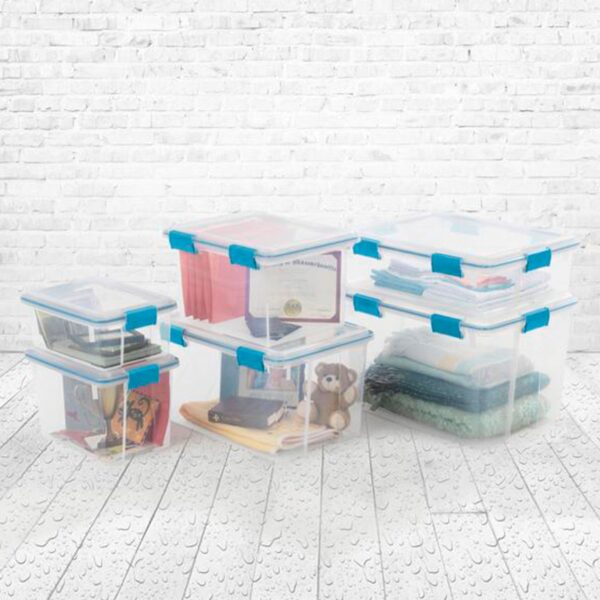 54-Qt Clear Plastic Stackable Storage Bin w/ Gasket Latch Lid, 12 Pack - Image 5