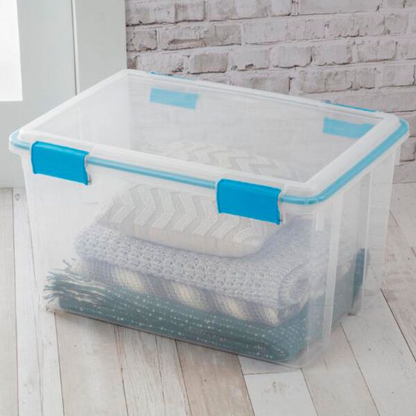 54-Qt Clear Plastic Stackable Storage Bin w/ Gasket Latch Lid, 12 Pack - Image 8