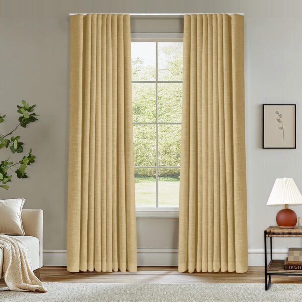 Ripple Fold Lille Linen Memory Trained Curtains Custom Blackout Drapes Grey Beige - Image 30