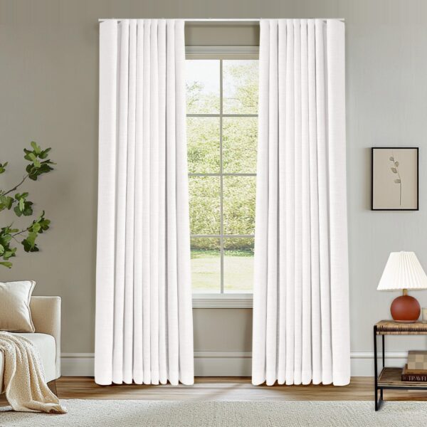 Ripple Fold Lille Linen Memory Trained Curtains Custom Blackout Drapes Grey Beige - Image 13