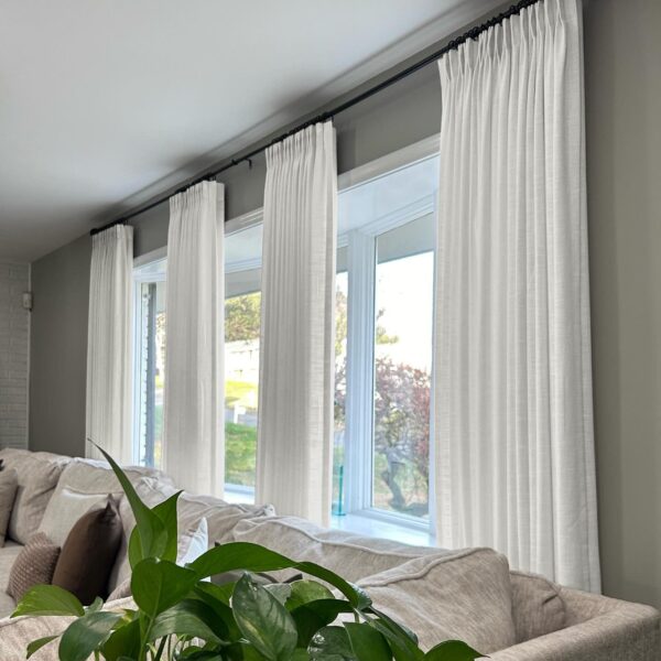 Pinch Pleated Lille Linen Memory Trained Blackout Curtains Natural Modern Custom Drapes - Image 11