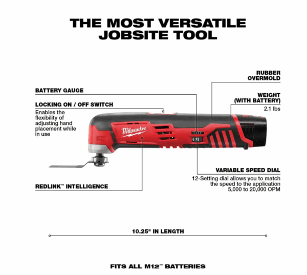 2420-21-2426-20-48-11-2460 M12 12V Lithium-Ion HACKZALL Cordless Reciprocating Saw Kit with M12 Oscillating Multi-Tool   6.0Ah XC Battery Pack - Image 3