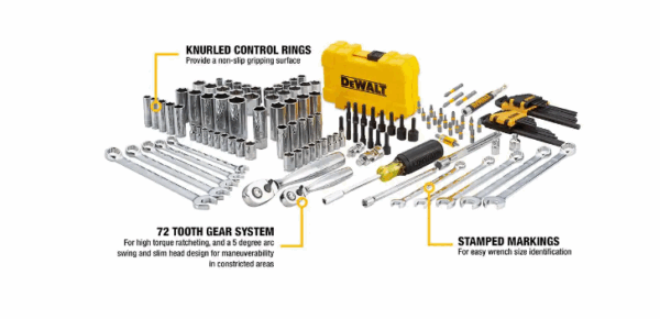 DWMT73802 1/4 in. x 3/8 in. Drive Polished Chrome Mechanics Tool Set (142-Piece) - Image 2