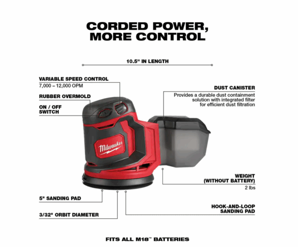 2630-20-2648-20 M18 18V Lithium-Ion Cordless 6-1/2 in. Circular Saw with M18 5 in. Random Orbit Sander - Image 3