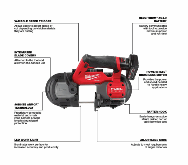 Band Saw 2529-21XC-48-39-0631 M12 FUEL 12V Lithium-Ion Cordless Compact Band Saw XC Kit with (4) Blades - Image 3