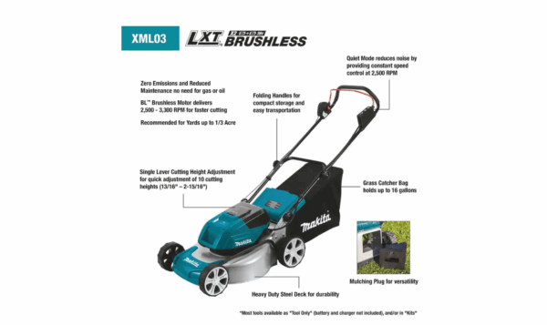 XML03CM1 18 in. 18-Volt X2 (36-Volt) LXT Lithium-Ion Cordless Walk Behind Push Lawn Mower Kit with 4 Batteries (4.0 Ah) - Image 3