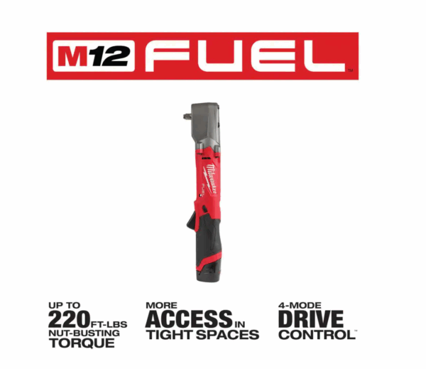 2564-22 M12 FUEL 12V Lithium-Ion Brushless Cordless 3/8 in. Right Angle Impact Wrench Kit with Two 2.0 Ah Batteries - Image 3