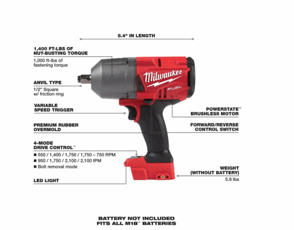 2767-20-2960-20 M18  18V Lithium-Ion Brushless Cordless 1/2 in. and 3/8 in. Impact Wrench with Friction Ring (2-Tool) - Image 3