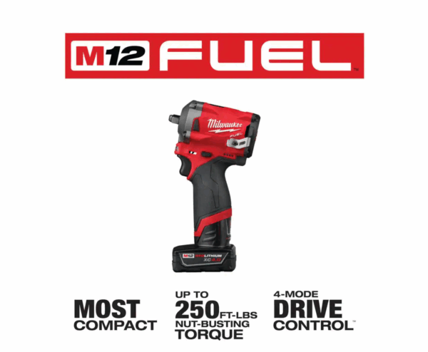 2554-22-48-11-2440 M12 FUEL 12V Lithium-Ion Brushless Cordless Stubby 3/8 in. Impact Wrench Kit With M12 4.0Ah Battery - Image 3