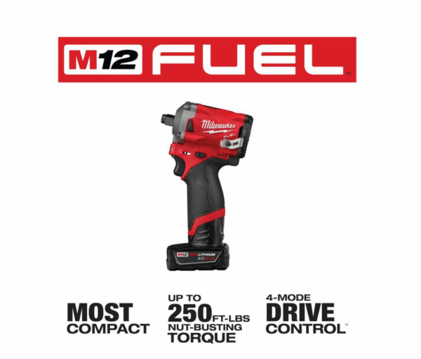 2555-22-0852-20 M12 FUEL 12V Lithium-Ion Brushless Cordless Stubby 1/2 in. Impact Wrench Kit with Compact Spot Blower - Image 3