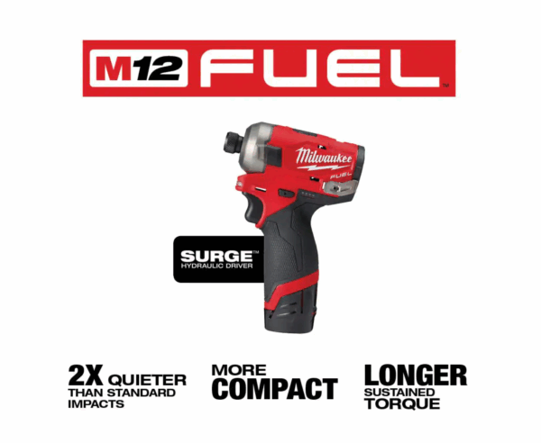 2551-22-0960-20 M12 FUEL SURGE 12V Lithium-Ion Brushless Cordless 1/4 in. Hex Impact Driver Kit   M12 FUEL 1.6 Gal. Wet/Dry Vacuum - Image 3