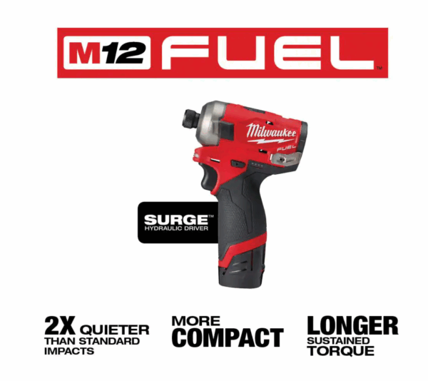 2551-22-2554-20 M12 FUEL SURGE 12V Lithium-Ion Brushless Cordless 1/4 in. Hex Impact Driver Compact Kit   M12 FUEL 3/8 in. Impact Wrench - Image 3