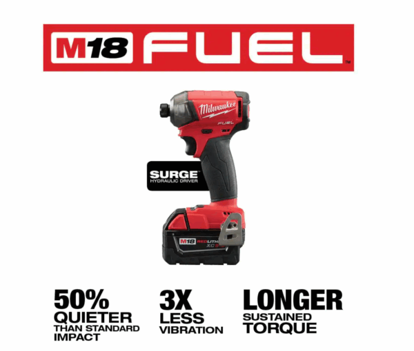 2760-22 M18 FUEL SURGE 18V Lithium-Ion Brushless Cordless 1/4 in. Hex Impact Driver Compact Kit with Two 5.0 Ah Batteries - Image 3