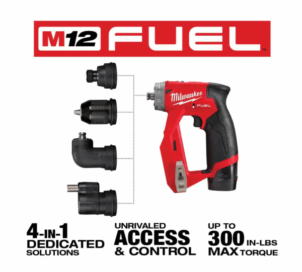 2505-22-PO M12 FUEL 12V Lithium-Ion Brushless Cordless 4-in-1 Installation 3/8 in. Drill Driver Kit   4-Tool Heads W/PACKOUT - Image 3